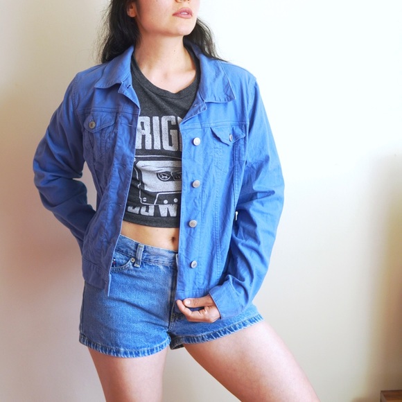 A02 Lands End Jacket 90s 80s Cotton Denim Blue Jean Chino sz Medium (10-12) - Picture 7 of 11